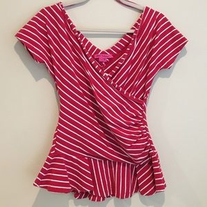 Betsy Johnson Striped Peplum Top